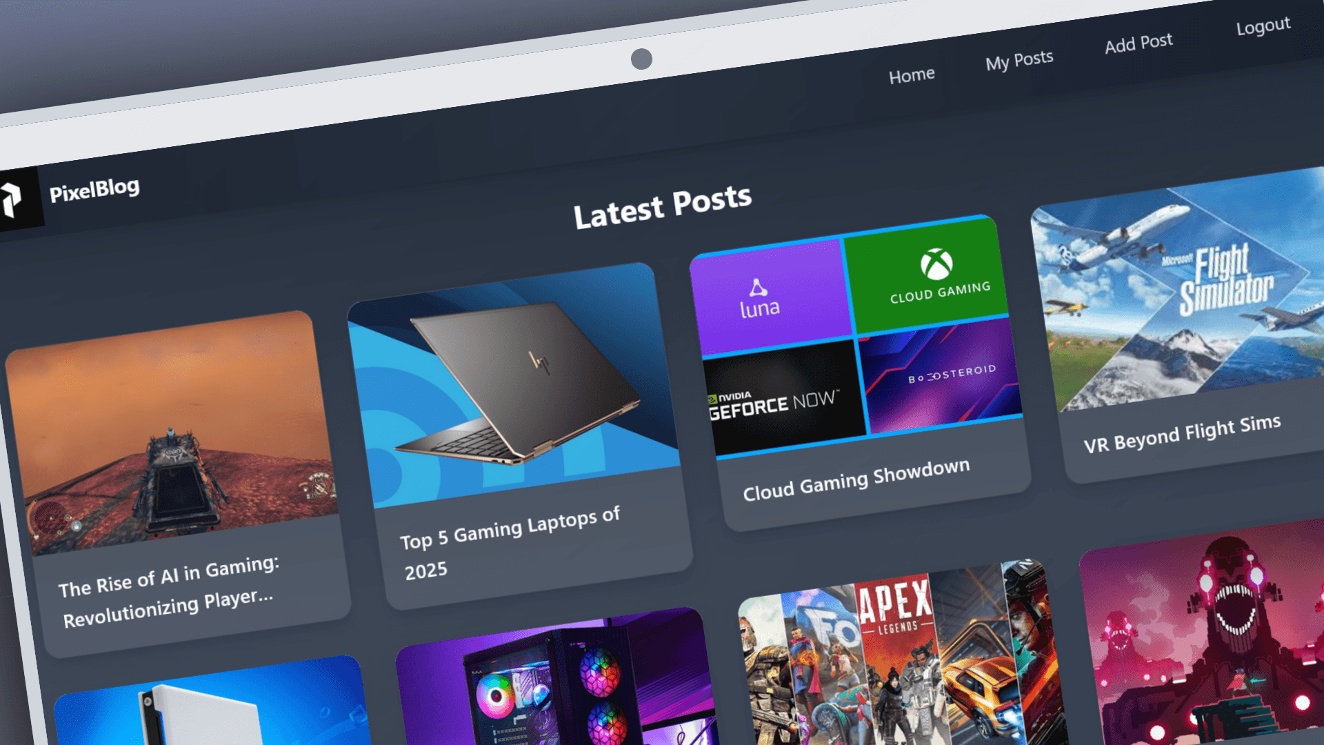 Screenshot of Pixel Blog project