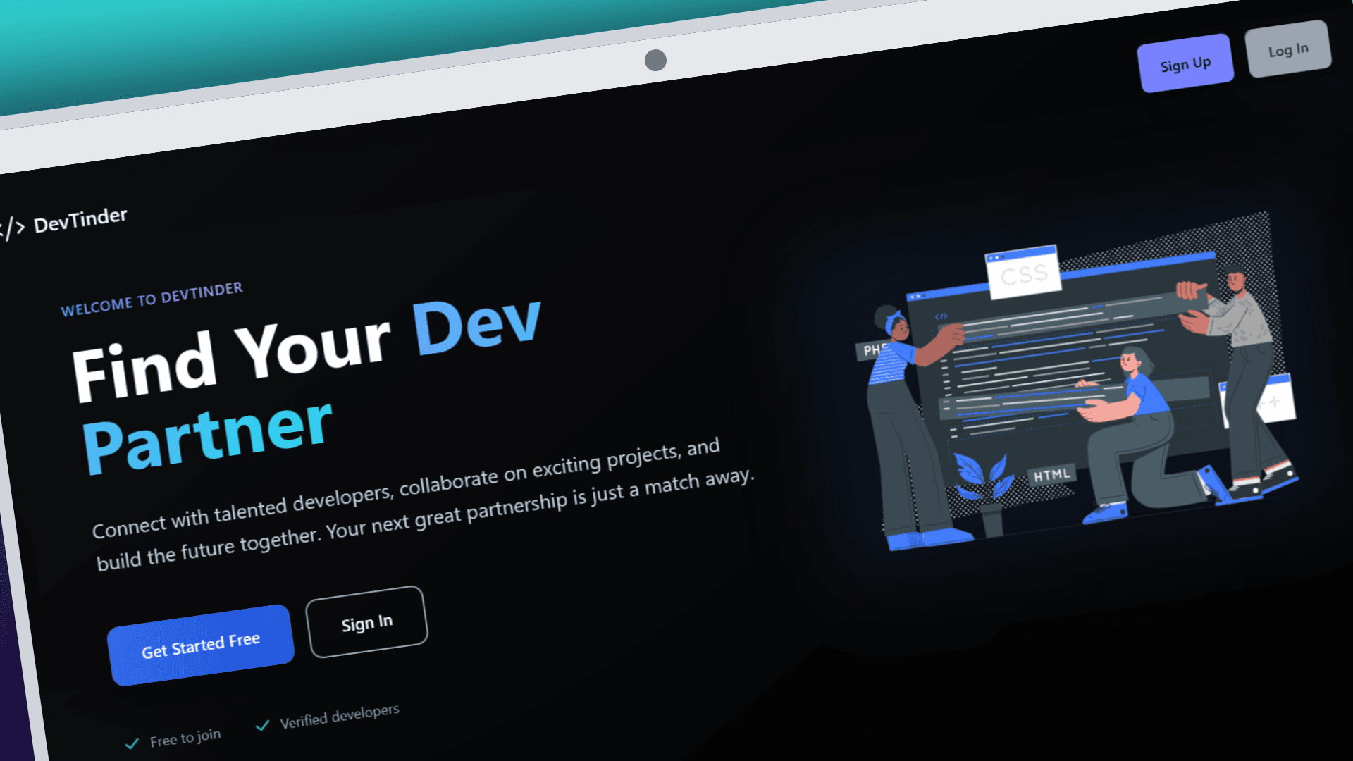 Screenshot of DevTinder project